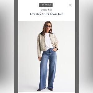 Abercrombie & Fitch Low Rise Ultra Loose Jeans Medium Wash Raw Hem Baggy Denim